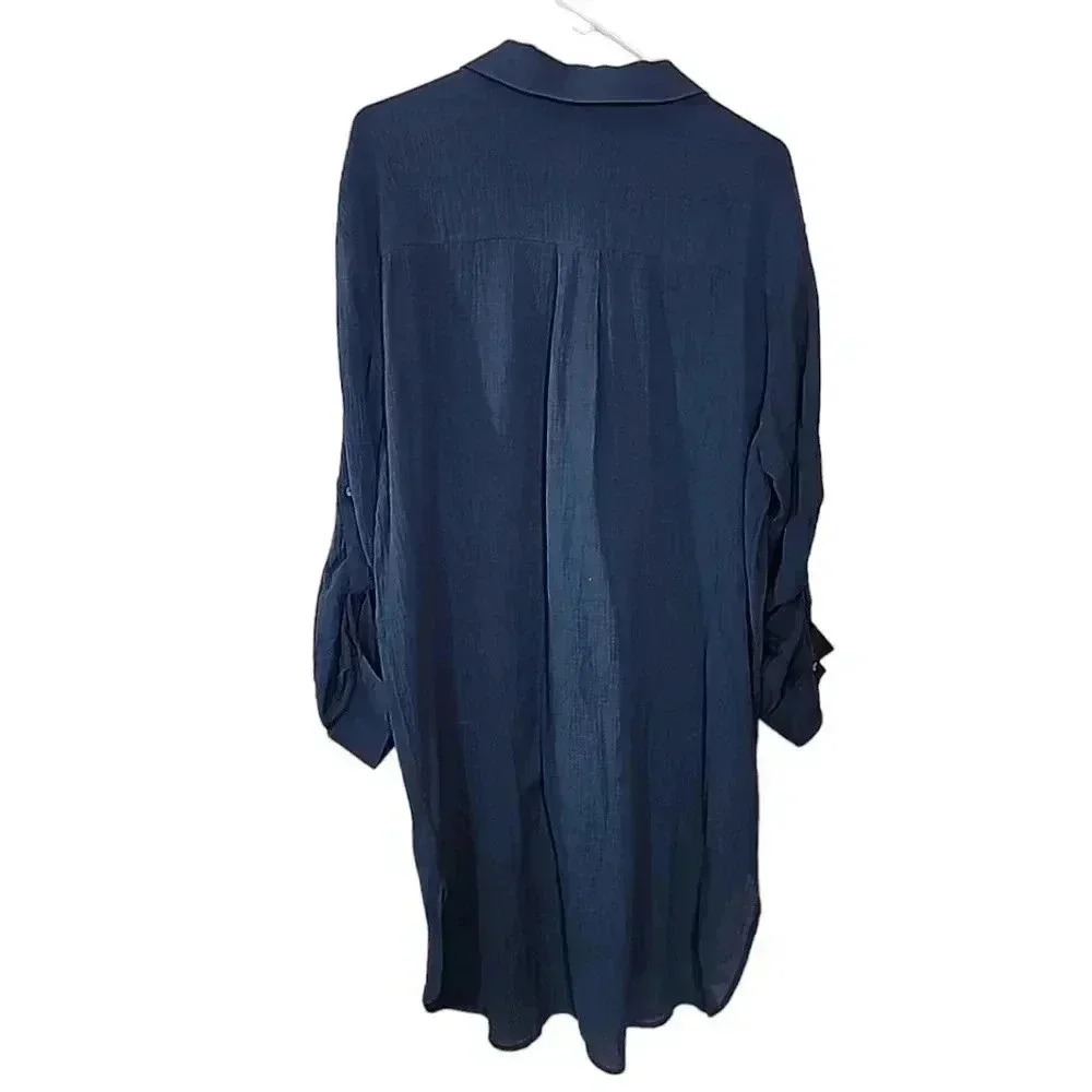 SEAFOLLY Australia Blue 100% Cotton Lagen blouse. Size Medium - Picture 3 of 9